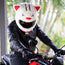 Motorcycle Helmet Cover - Red & White Japanese Lucky Cat