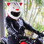 Motorcycle Helmet Cover - Red & White Japanese Lucky Cat