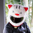 Motorcycle Helmet Cover - Red & White Japanese Lucky Cat