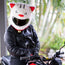 Motorcycle Helmet Cover - Red & White Japanese Lucky Cat