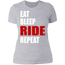 EAT SLEEP RIDE REPEAT LADIES T-SHIRT Heather Grey X-Small S M L XL 2XL 3XL