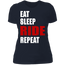 EAT SLEEP RIDE REPEAT LADIES T-SHIRT Midnight Navy X-Small S M L XL 2XL 3XL