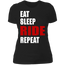 EAT SLEEP RIDE REPEAT LADIES T-SHIRT Black X-Small S M L XL 2XL 3XL