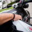 Leather and steel - double cord black and red bracelet