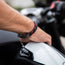 Leather and steel - double cord black and red bracelet