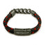 Leather and steel - double cord black and red bracelet