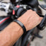 Leather and steel - double cord black bracelet