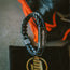 Leather and steel - double cord black bracelet