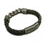 Leather and steel - double cord black bracelet
