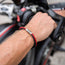 Leather and steel - triple cord motorcycle bracelet