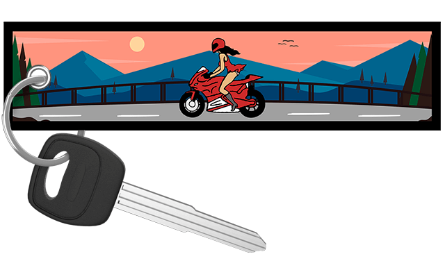 Windy Bridge Rider - Motorcycle Keychain