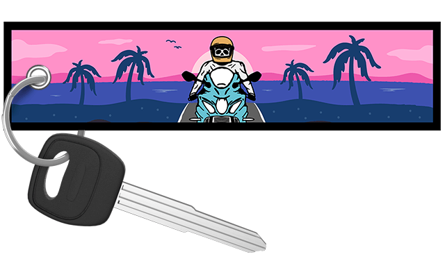 Beach Pink Sunset Ride - Motorcycle Keychain