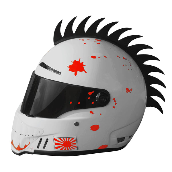 custom motorcycle helmets with mohawk Helmet Spike Strip ANGLED SPIKES These motorcycle helmet mohawks are made from real monster skin Motorcycle Helmet Mohawk - Blue