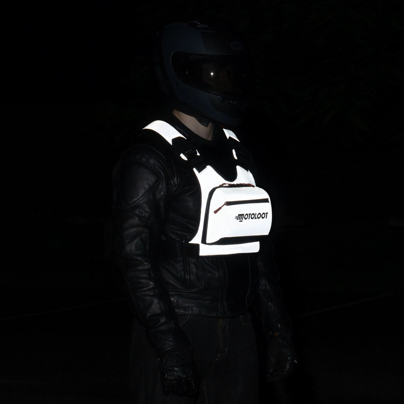 Adventure Motorcycle Riding Chest Rig Insanely Reflective Motorcycle Chest Rig - Glowrider - Moto Loot