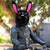 Motorcycle Helmet Cover - Black & Pink Bunny