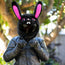 Motorcycle Helmet Cover - Black & Pink Bunny