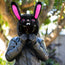 Motorcycle Helmet Cover - Black & Pink Bunny