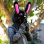 Motorcycle Helmet Cover - Black & Pink Bunny