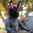 Motorcycle Helmet Cover - Black & Pink Bunny