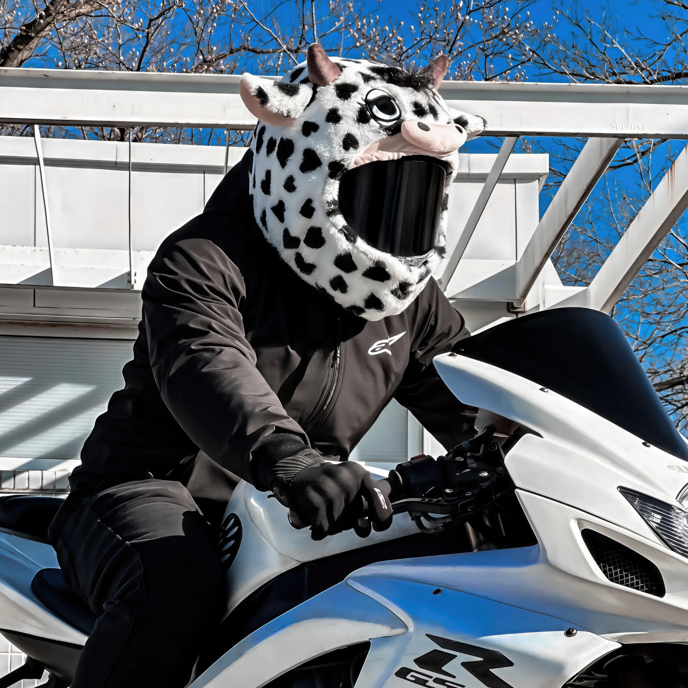 cow print motorcycle helmet Motorcycle Helmet Cover - Cow (Black & White)