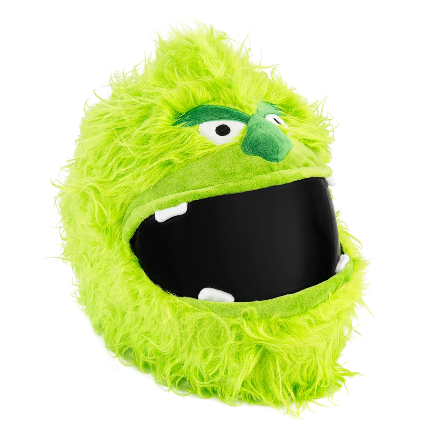 big fluffy monster motorcycle helmet Blue Elmo Frog Cartoon Cover Reduce wind noise Motorcycle Helmet Cover - Greench