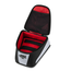 An open black and white zippered motorcycle tail bag case with a red interior, shown on a plain white background. The brand logo 'ML' is visible on the back panel.