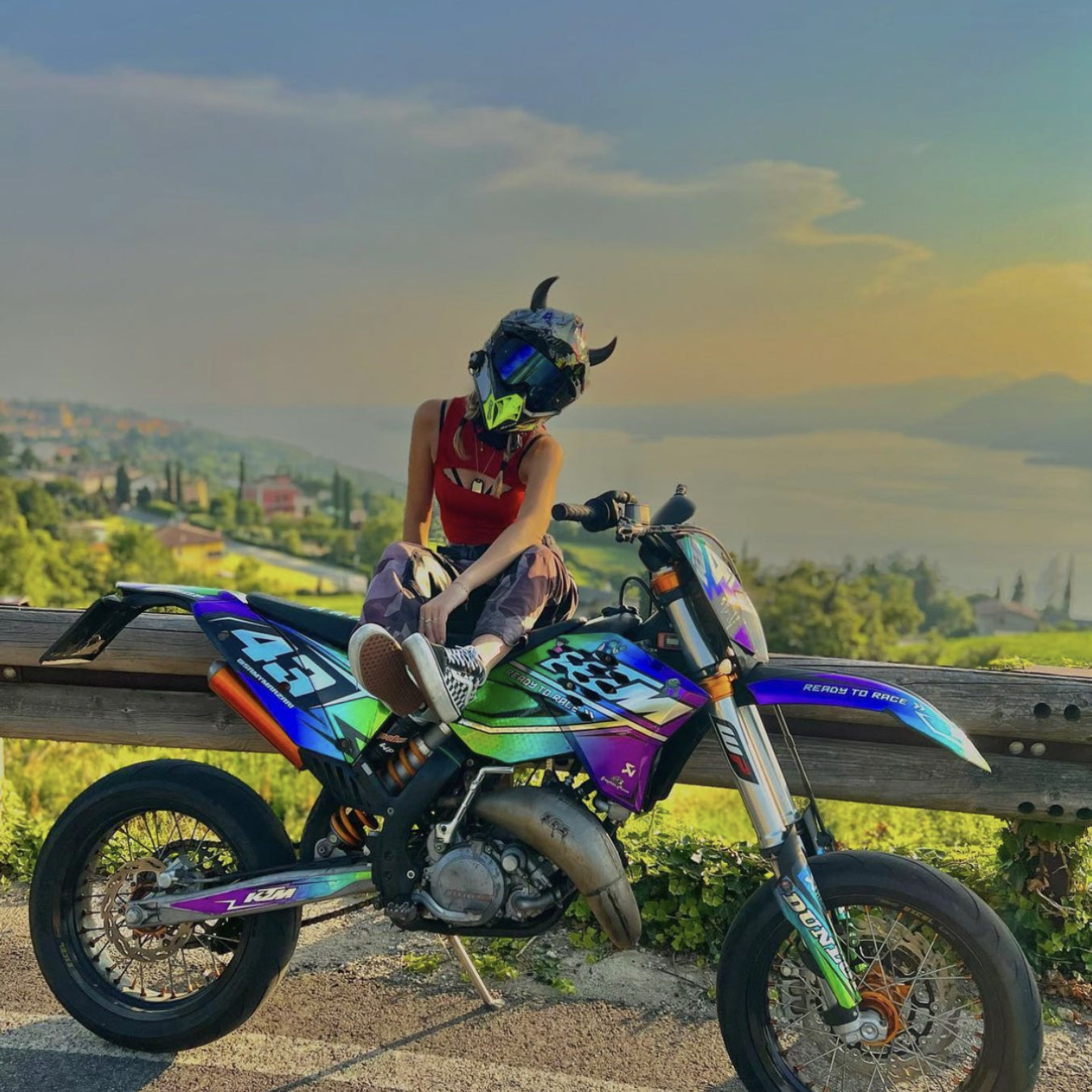 Large Horns Black Motorcycle Helmet Accessory Moto Loot