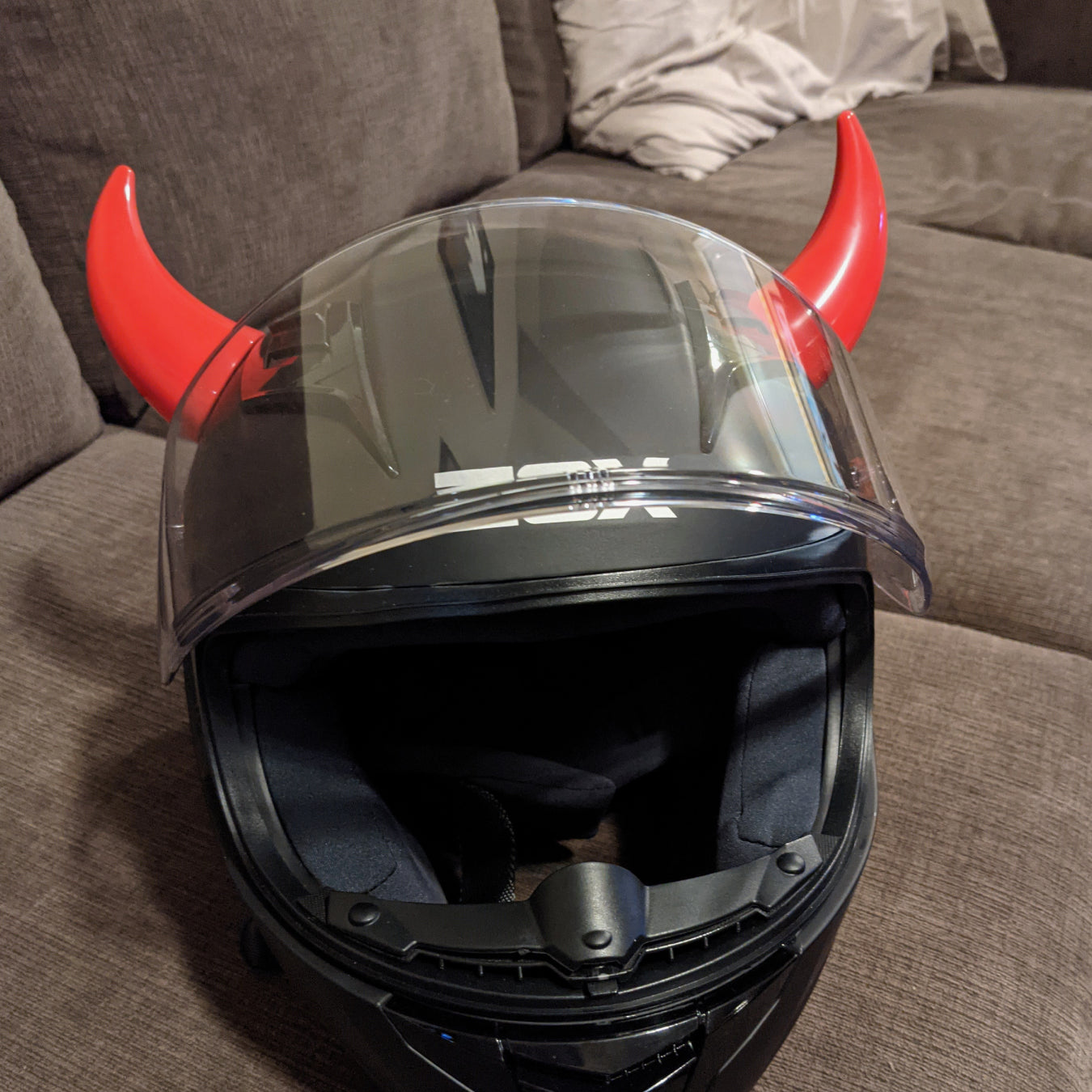bull horn motorcycle helmets Large Horns Red - Motorcycle Helmet Accessory