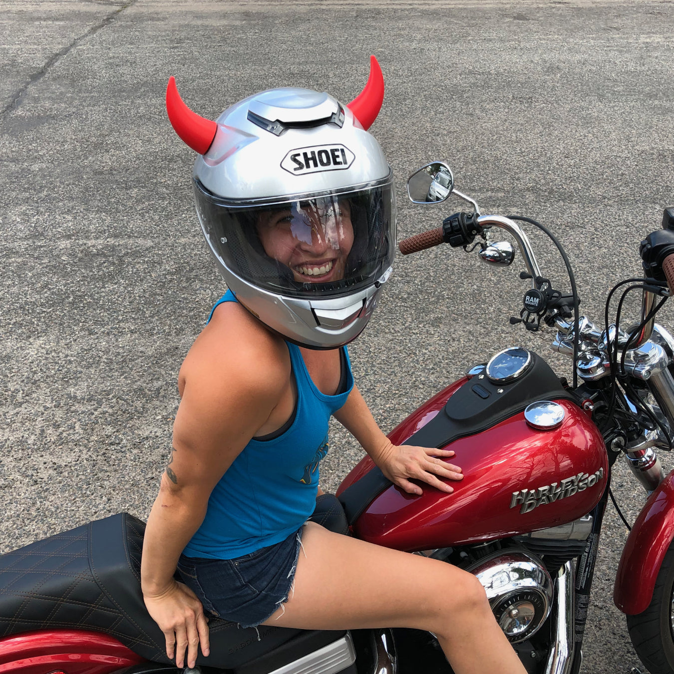 Large Horns Red - Motorcycle Helmet Accessory Large Horns Red - Motorcycle Helmet Accessory