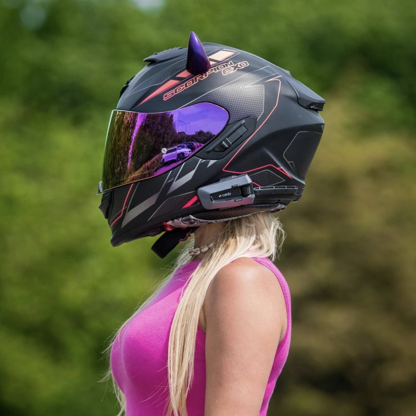 Small Horns Purple Motorcycle Helmet Accessory Moto Loot