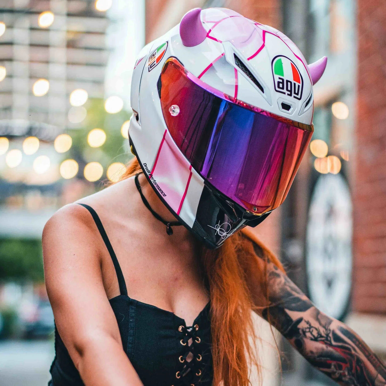 baby pink motorcycle helmet Small Horns Pink - Motorcycle Helmet Accessory