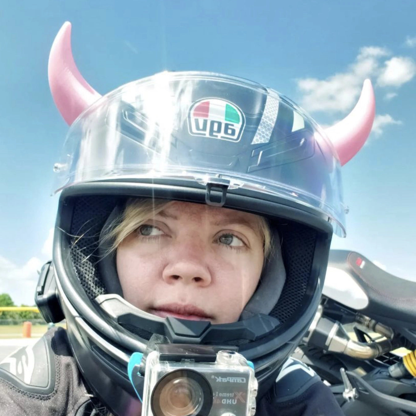 Large Horns Pink - Motorcycle Helmet Accessory Large Horns Pink - Motorcycle Helmet Accessory