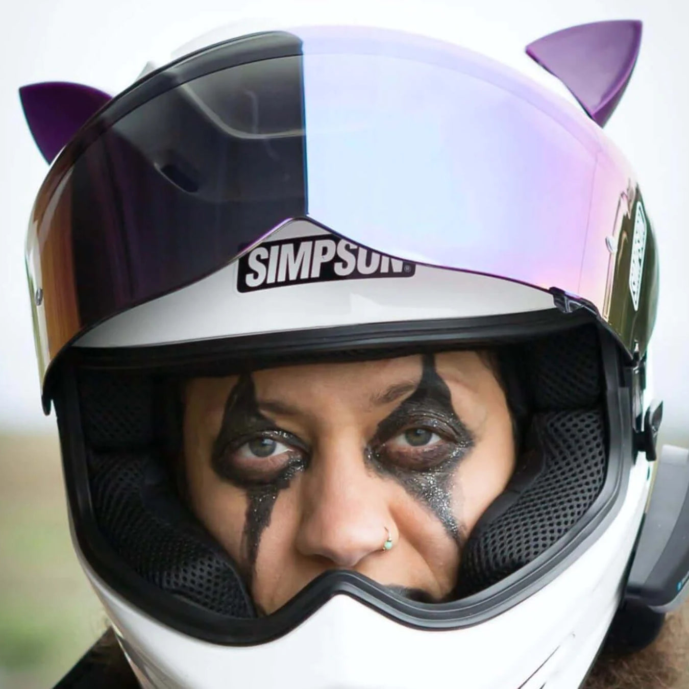 ears fold motorcycle helmet Cat Ears Purple - Motorcycle Helmet Accessory