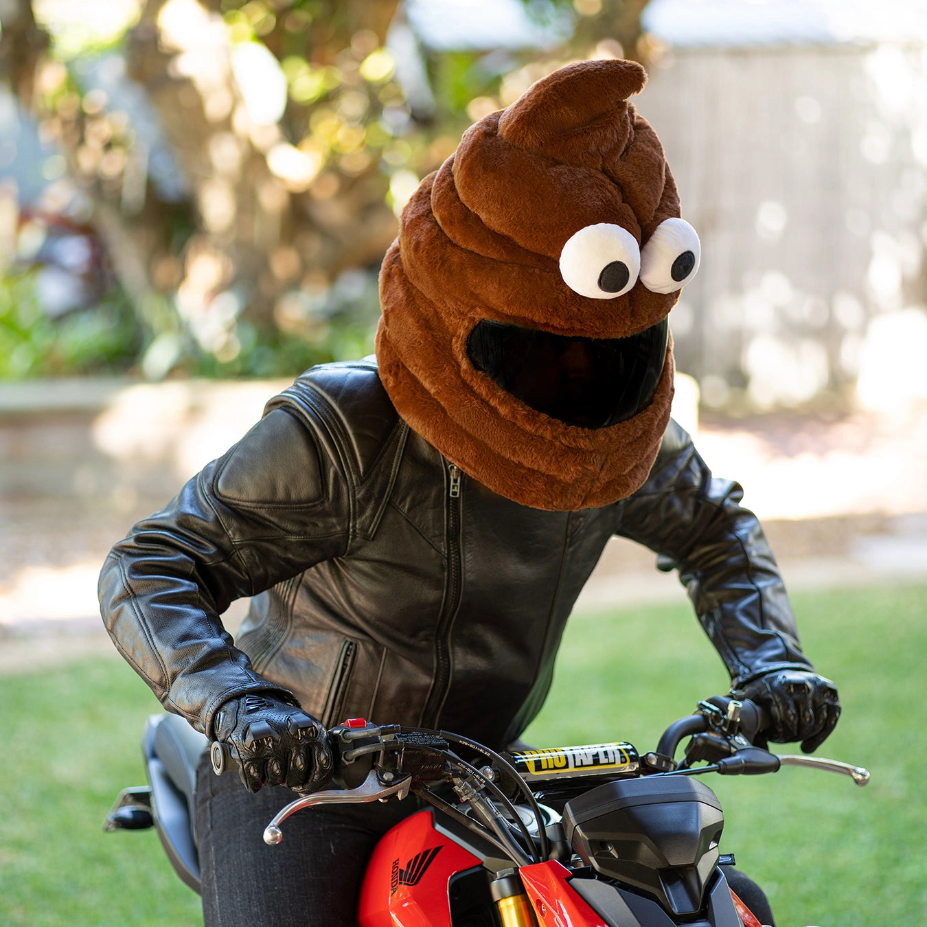 cartoon character motorcycle helmet covers Motorcycle Helmet Cover - Poop Emoji