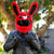 Motorcycle Helmet Cover - Red Bunny