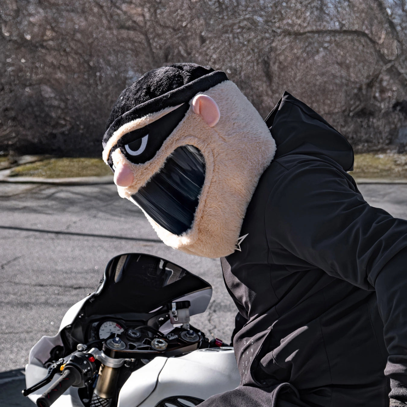 a person wearing motorcycle helmets Motorcycle Helmet Cover - Robber