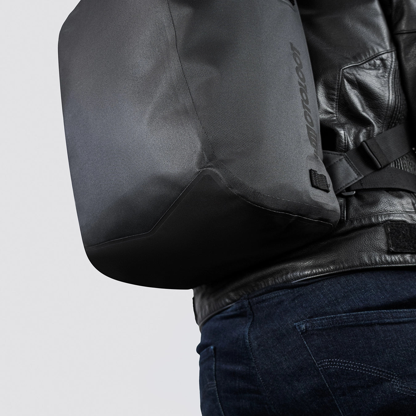bucket backpack black motorcycle leather patches Waterproof Motorcycle Backpack