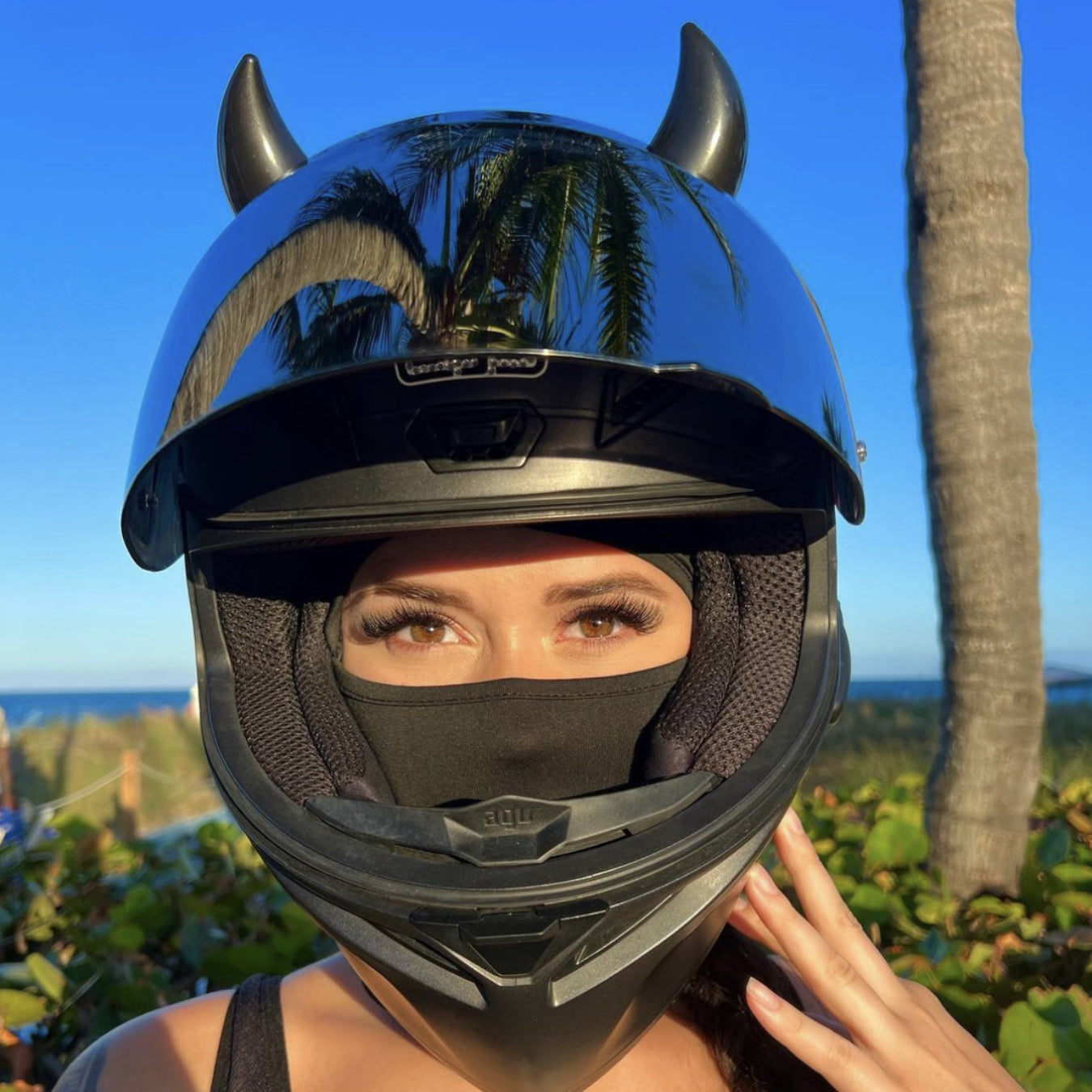 Bike helmet with horns sales