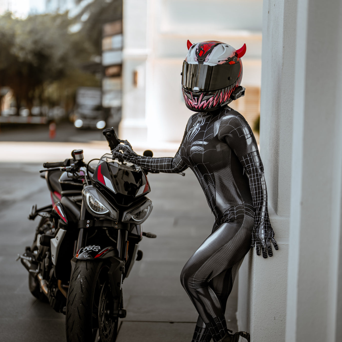 decoration motorcycle helmet Small Horns Red - Motorcycle Helmet Accessory