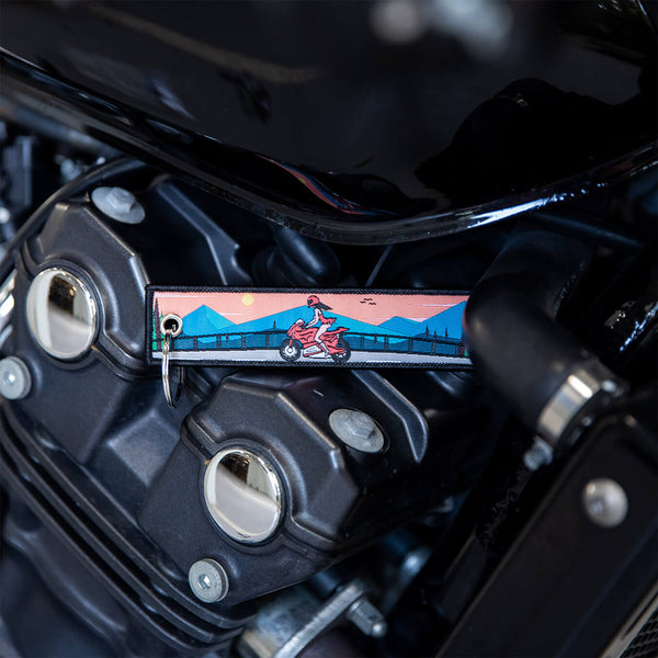 Windy Bridge Rider - Motorcycle Keychain - Moto Loot