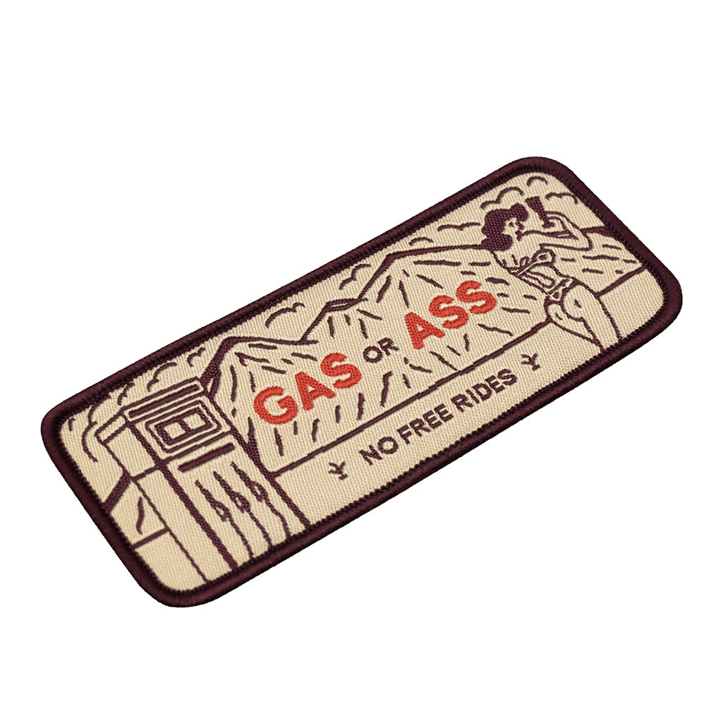 "Gas, Grass Or Ass" Novelty 4-Inch Sew/Iron-On Patch - No One Rides For Free