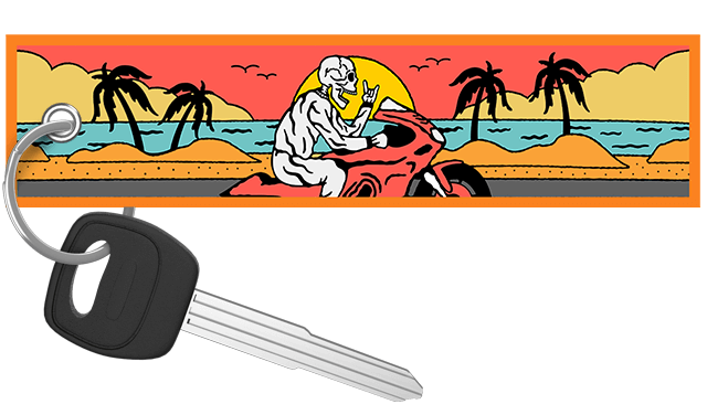 Skull Beach Rider - Motorcycle Keychain