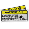 Funny Motorcycle Sticker - Attention - If you touch this motorcycle, call an ambulance. You'll need it!