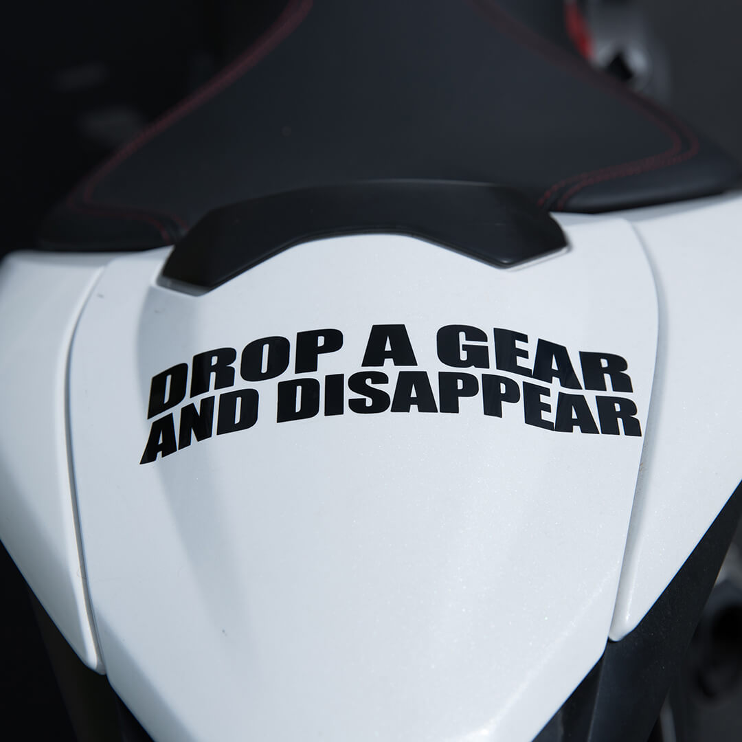 drop a gear and disappear meaning Motorcycle Decal - Drop A Gear And Disappear (2 pack)