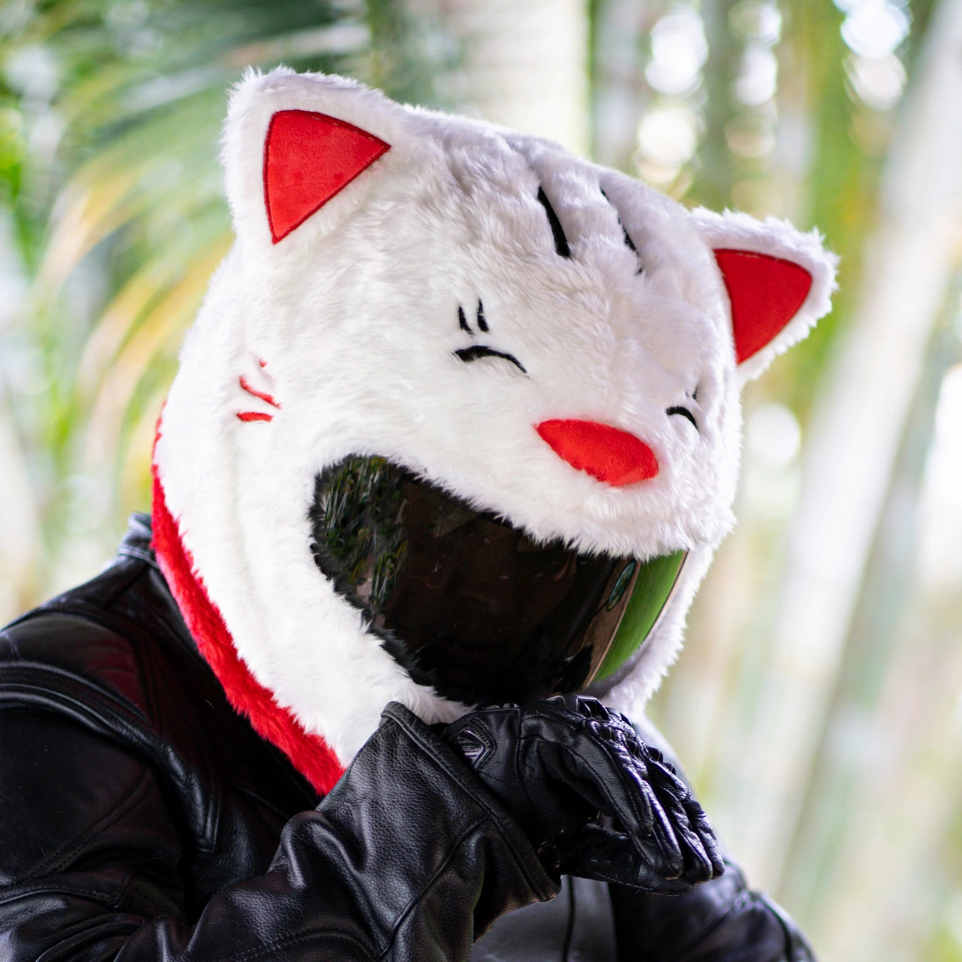 cat head motorcycle helmet anime Motorcycle Helmet Cover - Lucky Cat