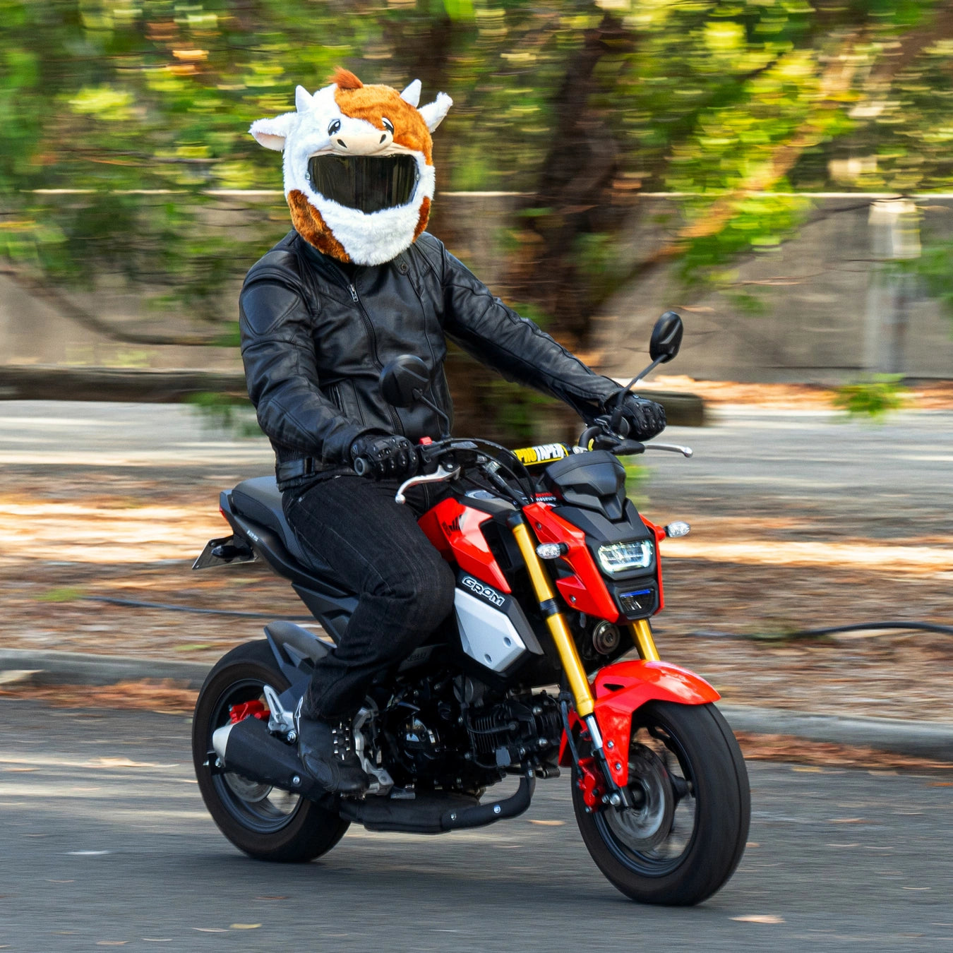 cowboy hat over motorcycle helmet Motorcycle Helmet Cover - Cow