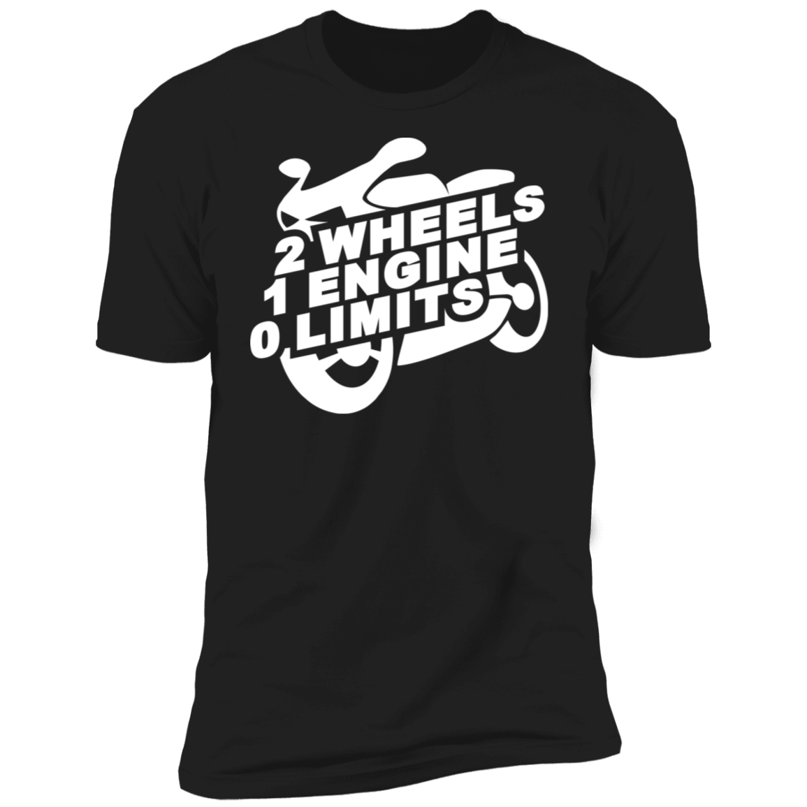 2 WHEELS 1 ENGINE 0 LIMITS T-SHIRT Black X-Small S M L XL 2XL 3XL 4XL 