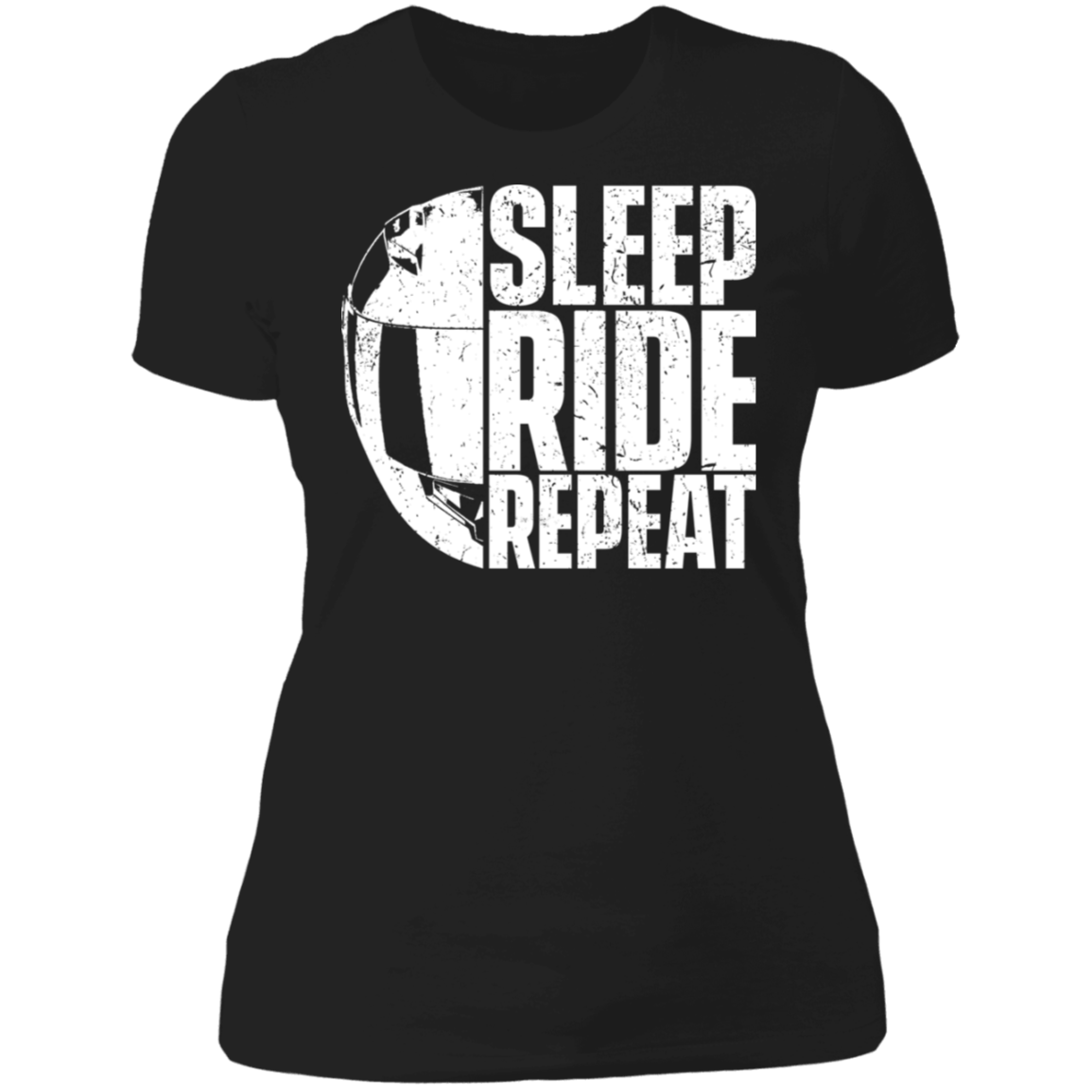 SLEEP RIDE REPEAT LADIES T-SHIRT Black X-Small S M L XL 2XL 3XL