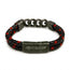 Leather and steel - double cord black and red bracelet