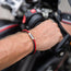 Leather and steel - triple cord motorcycle bracelet